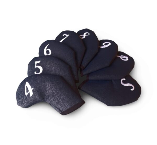 Set de fundas para palos de golf en vinil de alta calidad color negro (8 pzas)
